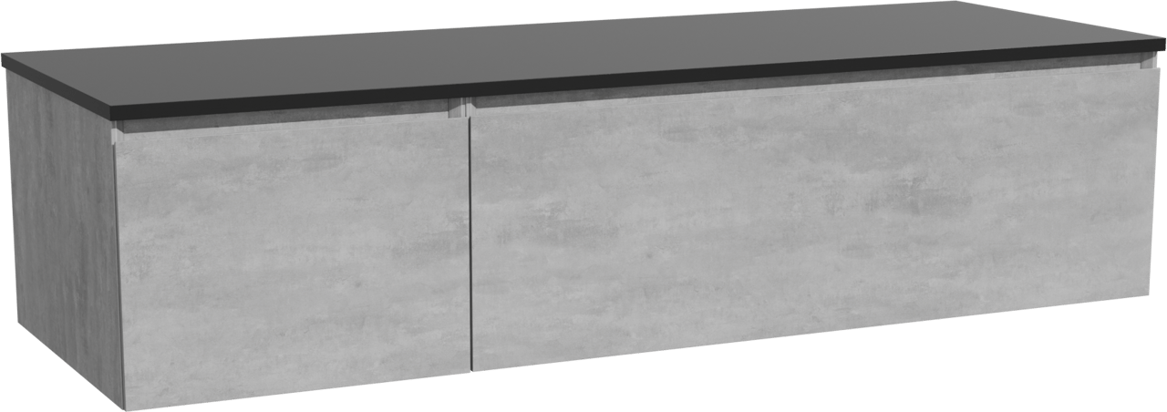 Storke Edge hängendes Möbelstück Set: 150 x 52 cm, Beton dunkelgrau, mit Panton Einzel- oder Doppel Waschtischplatte, Pulverbeschichtetes MDF Schwarz matt