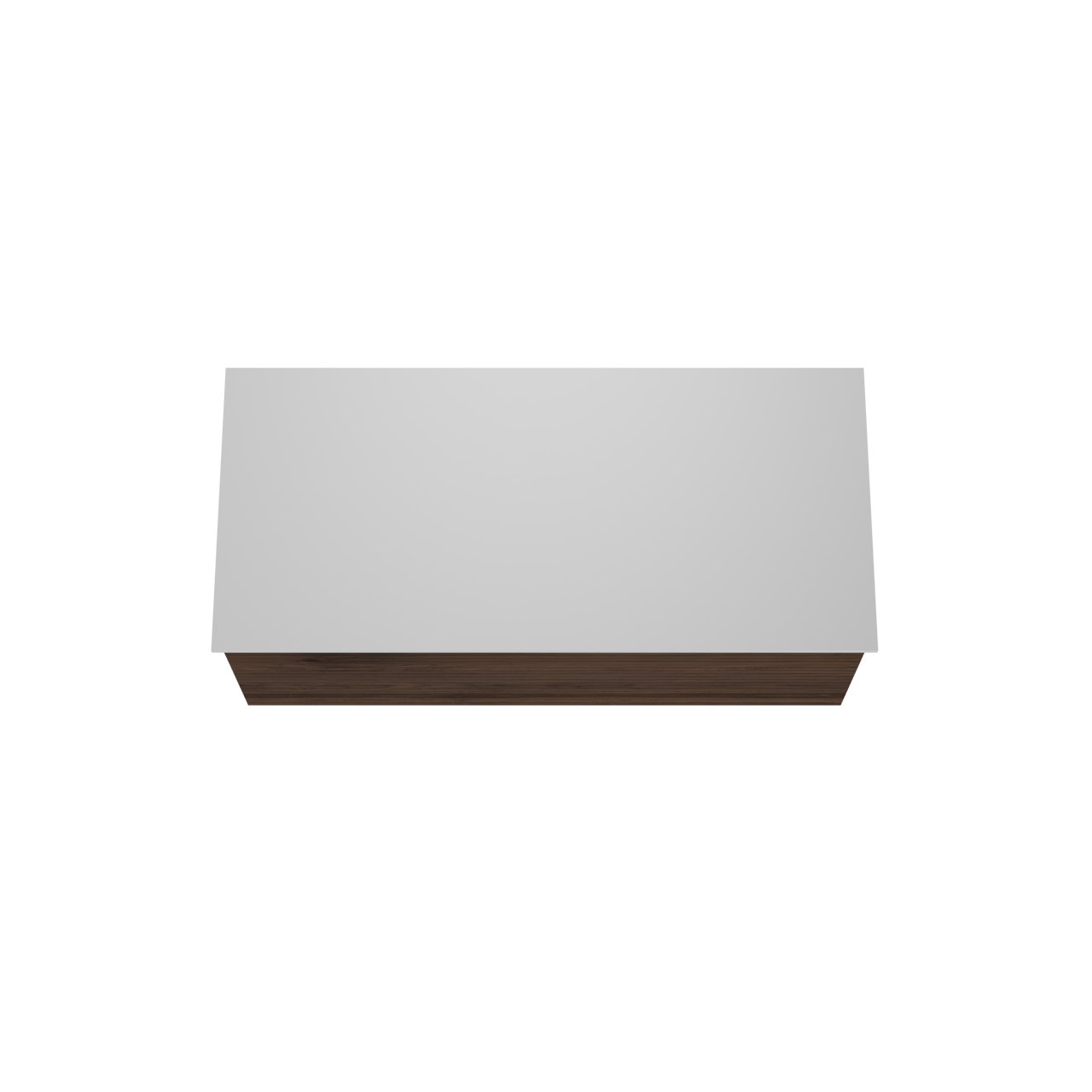 Balmani Forma hängendes Möbelstück Set: 120 x 55 cm, Amerikanischer Nussbaum, mit Stretto Einzel- oder Doppel Waschtischplatte, Solid Surface, Weiß matt, Horizontale symmetrische gerade Rippe