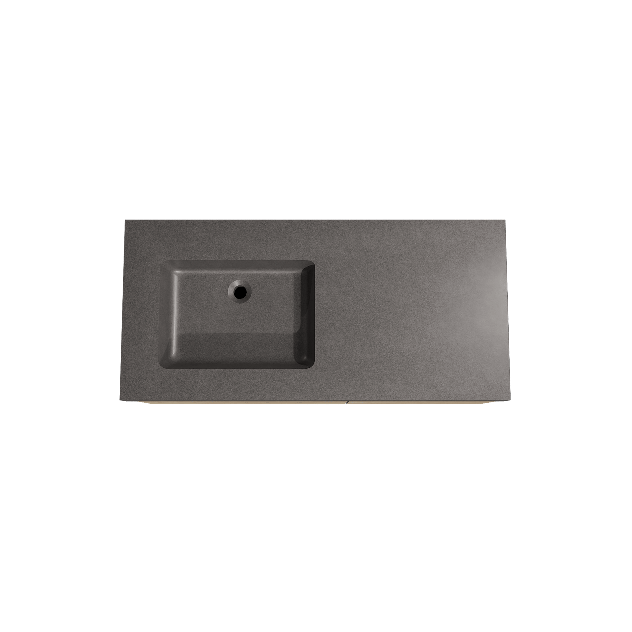 Storke Edge meuble salle de bains suspendu 110 x 52 cm chêne brut avec Scuro High plan vasque asymétrique à gauche en quartz noir mat