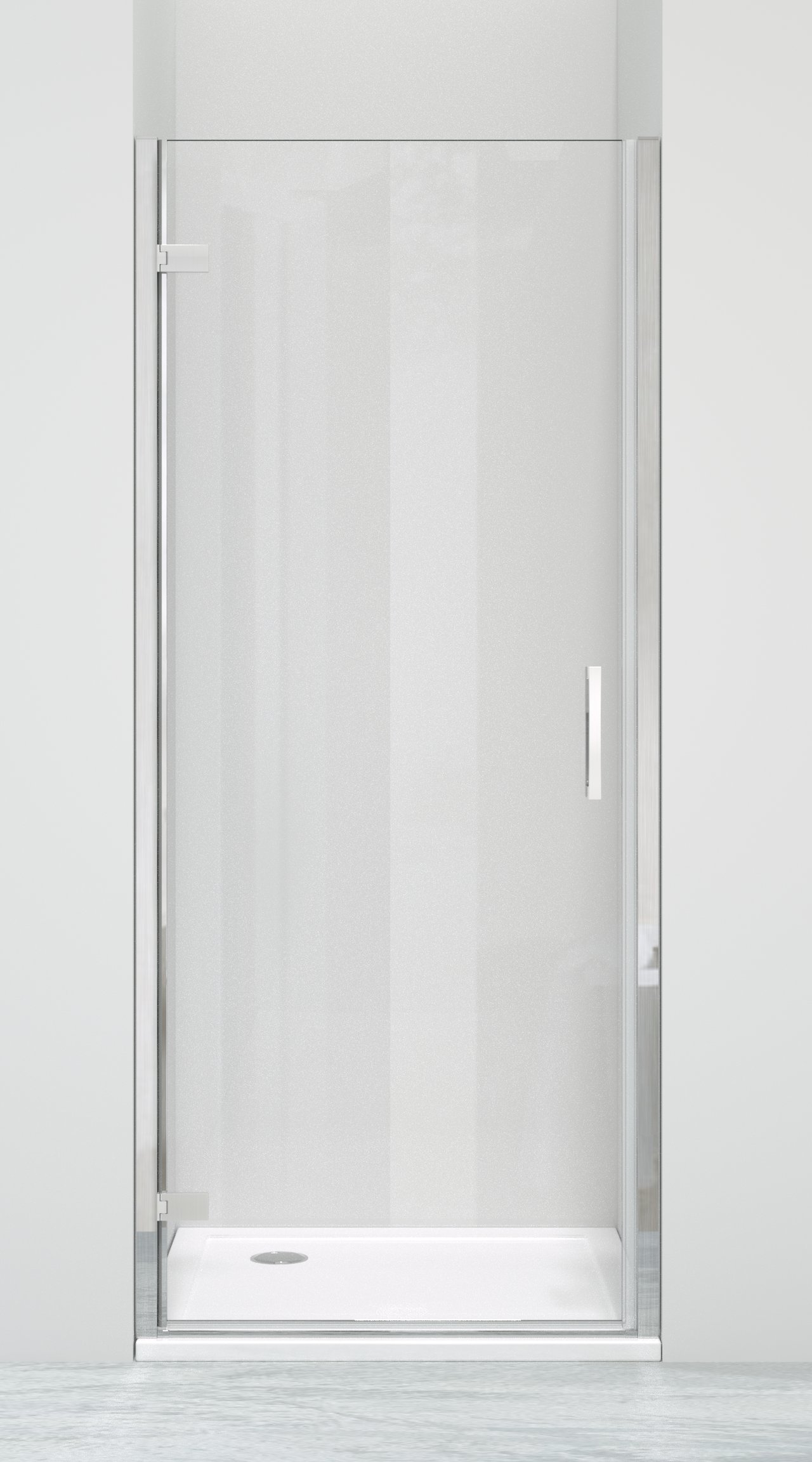 Luca Varess Nona porte pivotante 90 x 200 cm verre transparent profil chrome brillant