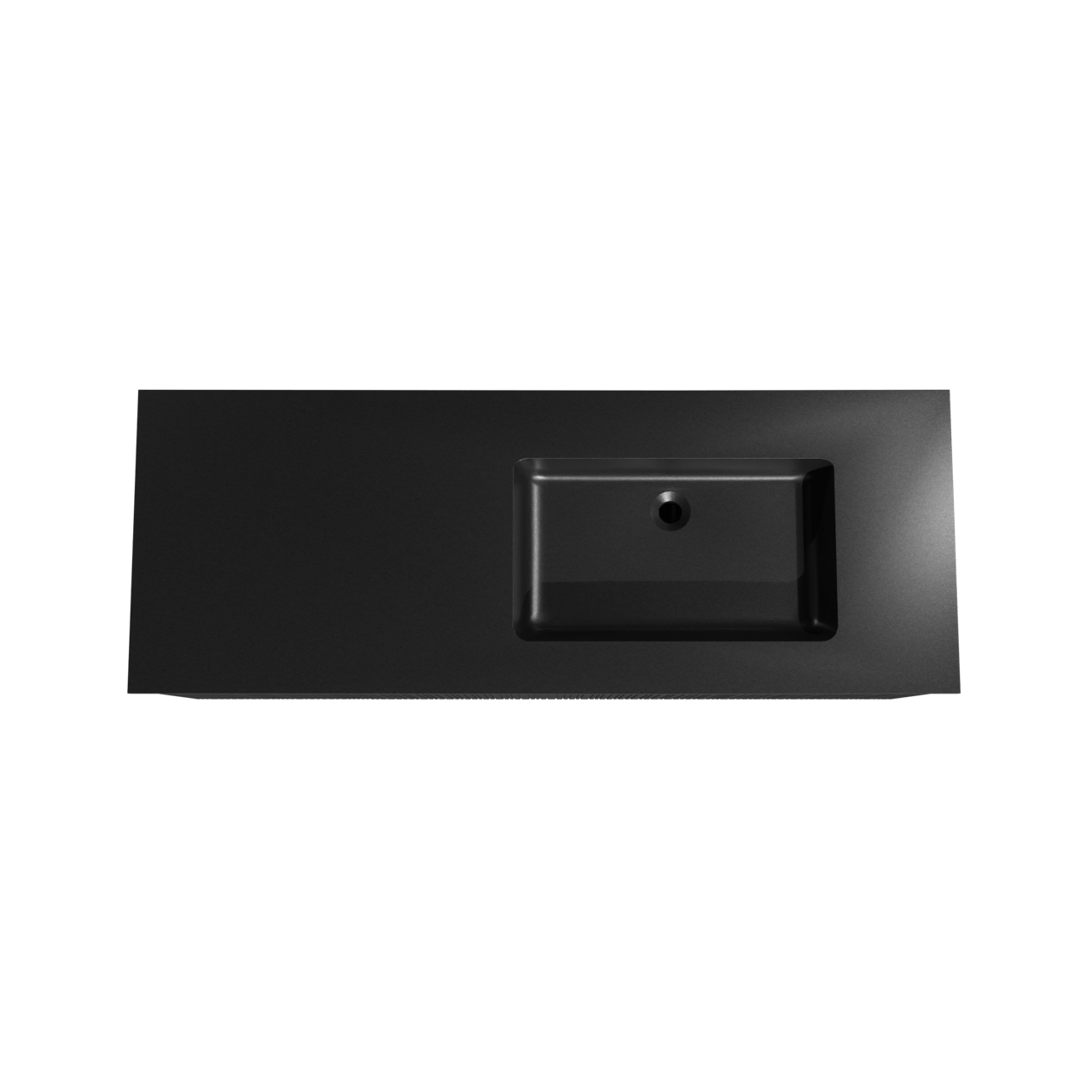 Storke Ribs zwevend badmeubel 140 x 52 cm zwart eiken met Scuro asymmetrisch rechtse wastafel in kwarts mat zwart, Verticale asymmetrische rechte ribbel