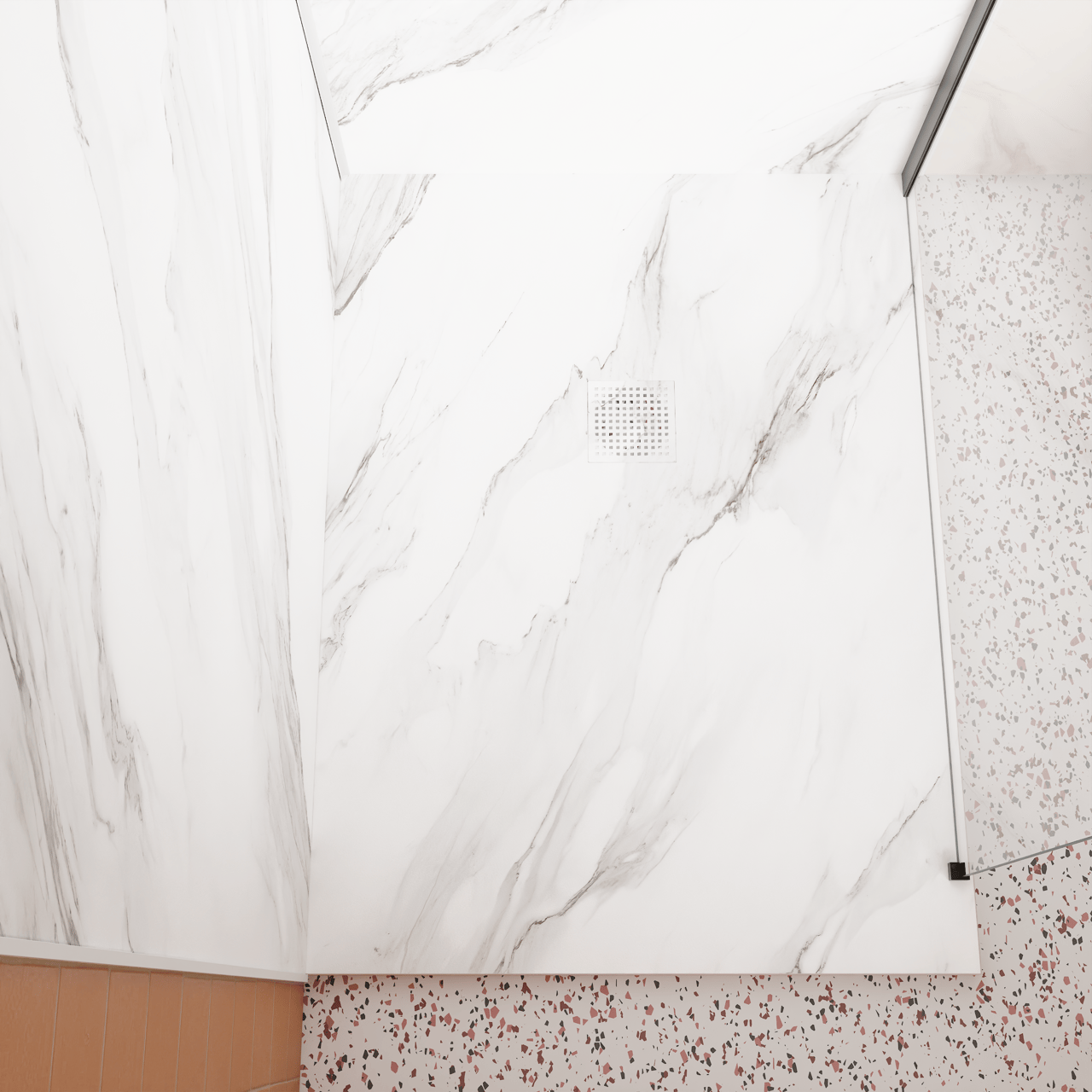 Luca Varess Suite receveur de douche 120 x 90 cm marbre composite Marble White 