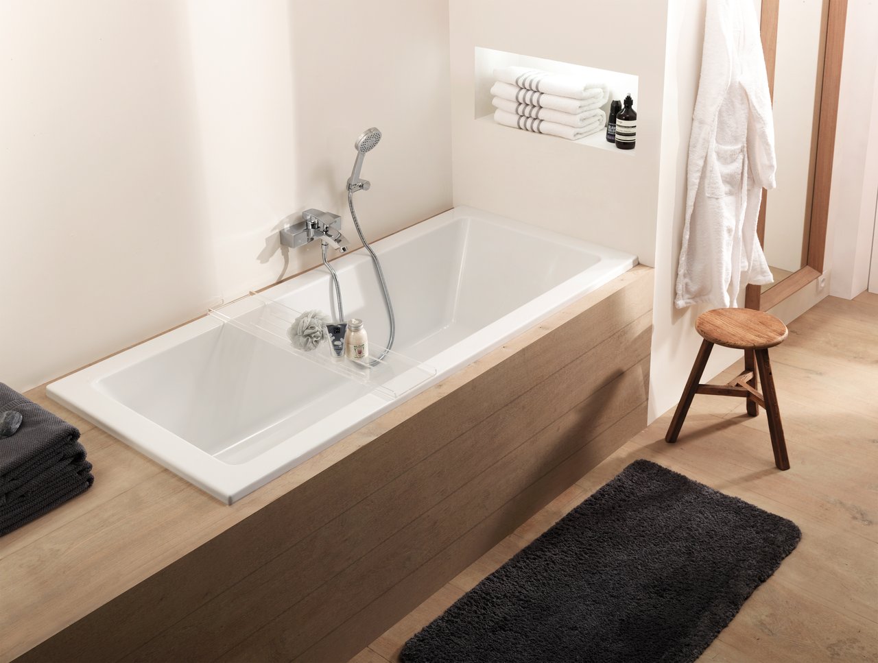 Luca Varess Sandrina baignoire encastrable mono 180 x 80 cm acrylique blanc brillant