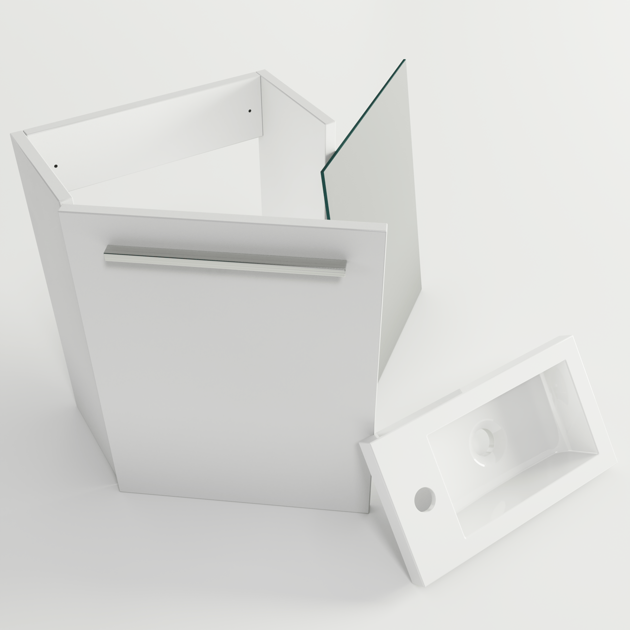 SanyOne Roxy zwevend toiletmeubel 40 x 22 cm wit met Roxy wastafel in glanzend composiet marmer