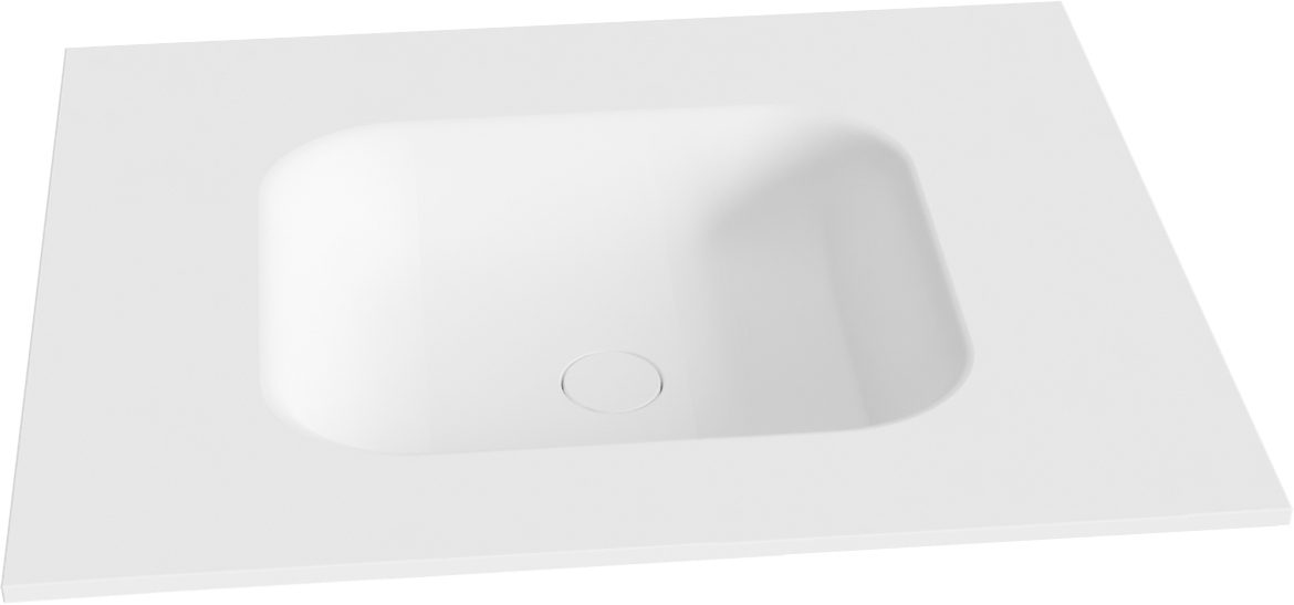 Balmani Tablo Arcato tablette simple solid surface blanc mat 75 x 55 cm, bonde incluse