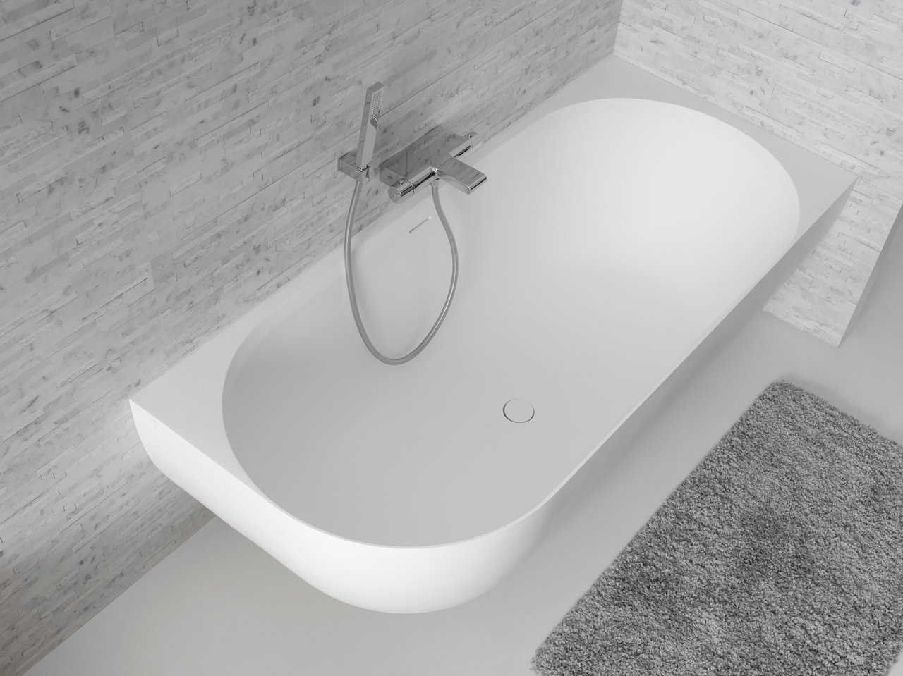 Balmani Forte 2-Personen-Eckbadewanne: rechts, 175 x 78 cm, Solid Surface, Weiß matt