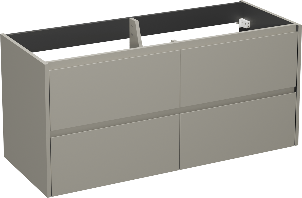 Storke Seda meuble sous-vasque suspendu 130 x 52 cm soie grise 4 tiroirs