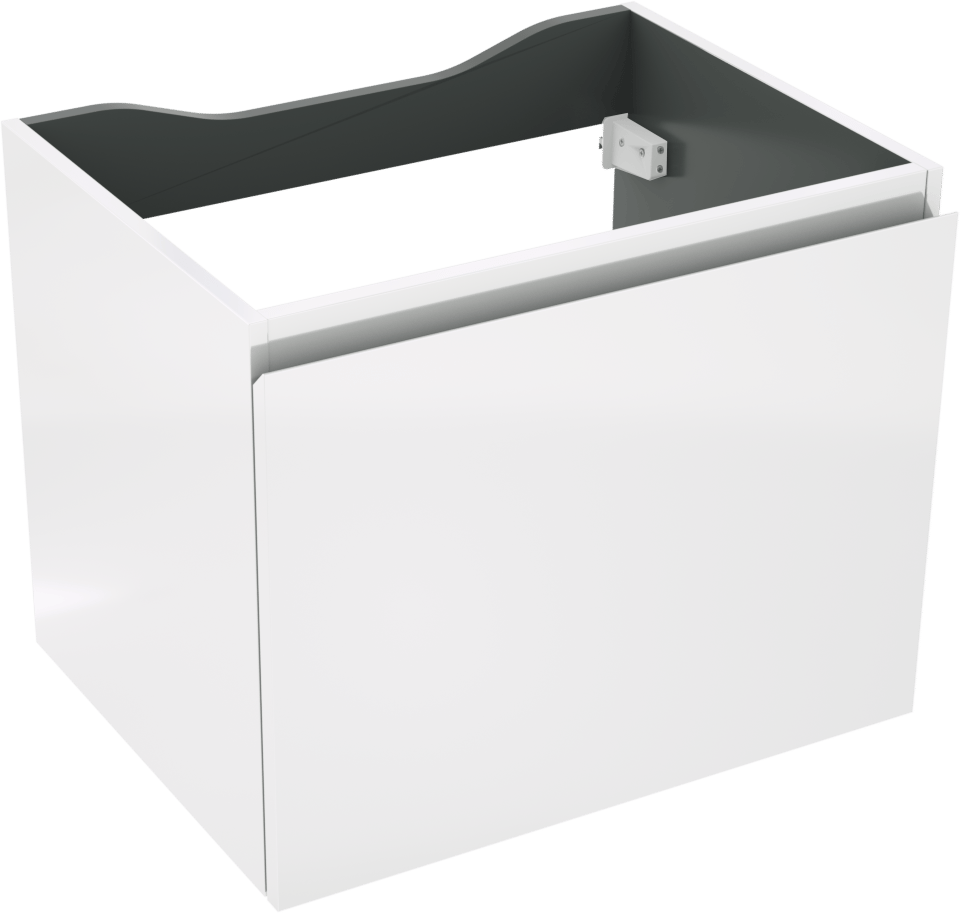 Linie Lado hängender Waschbeckenunterschrank: 60 x 46 cm, Weiß Glänzend, 1 Schublade