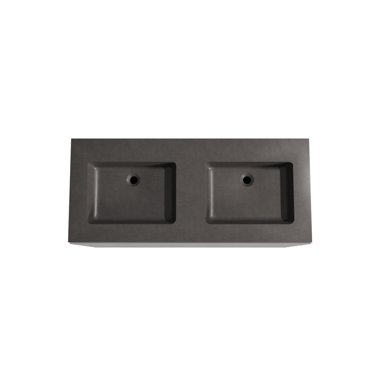 Storke Edge freistehendes Möbelstück Set: 120 x 52 cm, Beton dunkelgrau, mit Scuro Doppelwaschtisch, Quarz Schwarz matt