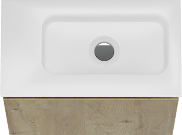 Storke Square meuble wc suspendu 40 x 22 cm chêne brut avec Fina lavabo en Solid Surface blanc mat