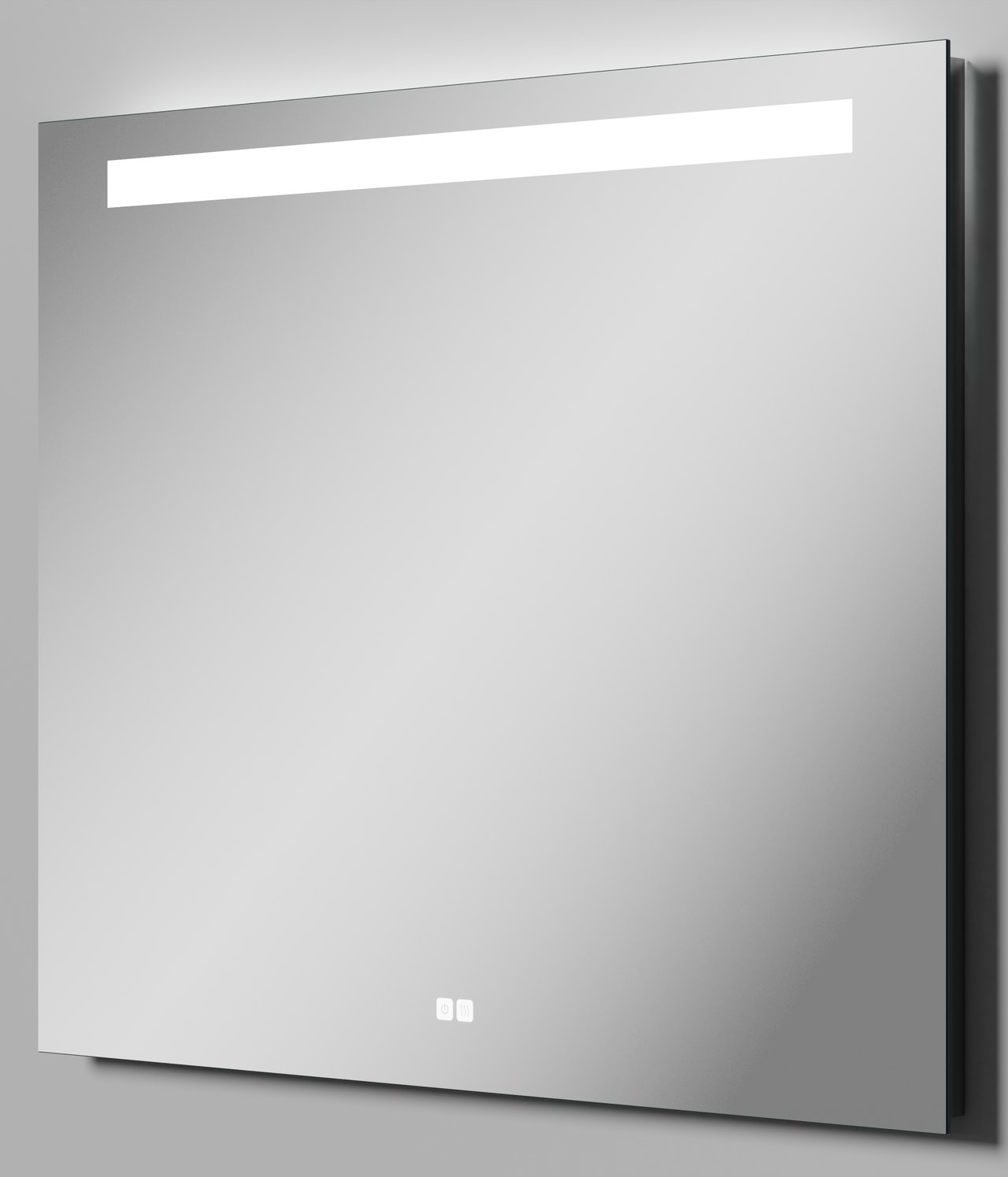 Luca Varess Solia rechteckig Badezimmerspiegel 90 x 75 cm mit Spiegelbeleuchtung und Anti-Beschlag Spiegelheizung