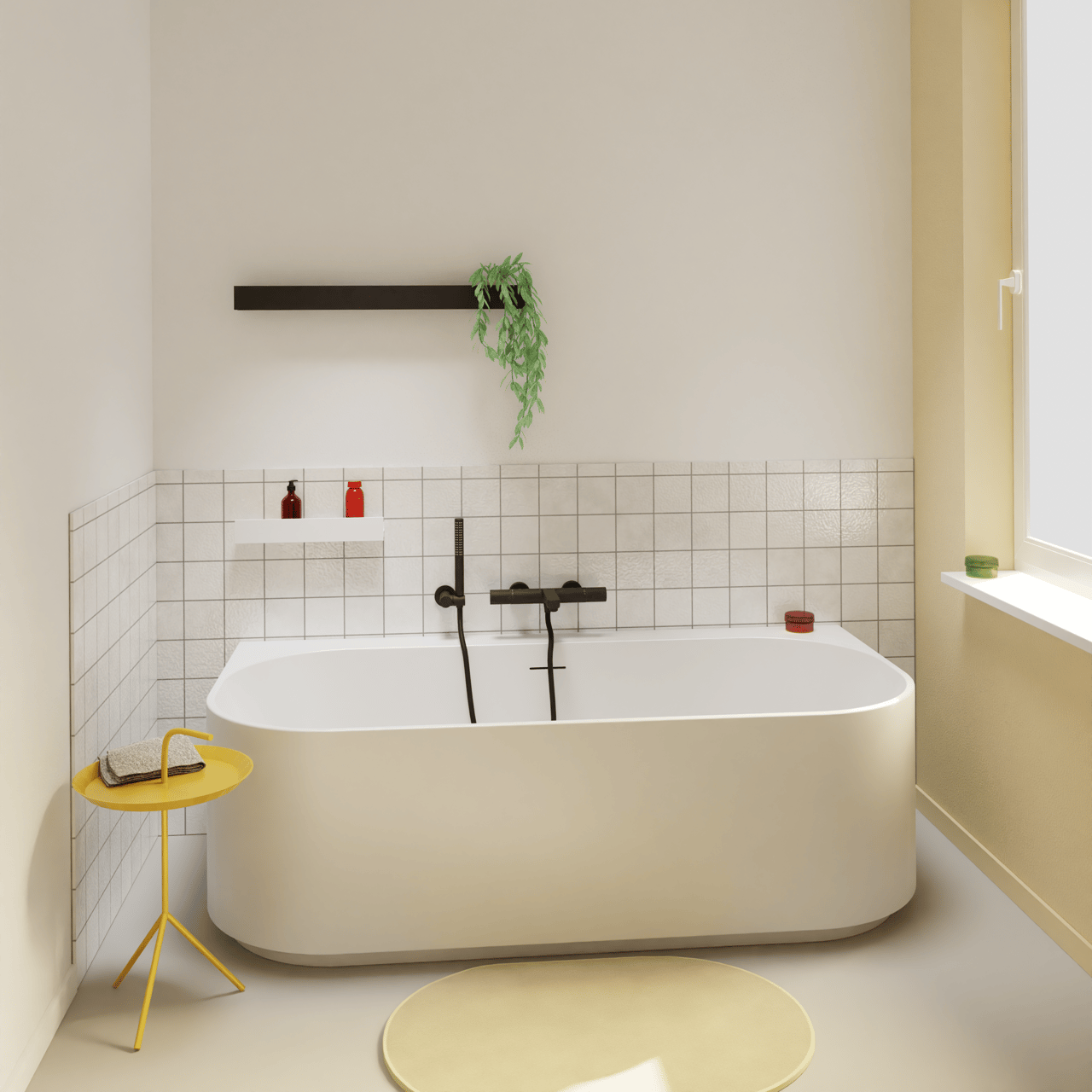 Luca Varess Laguna 2-Personen halb freistehende Badewanne: 170 x 85 cm, Acryl, Weiß matt