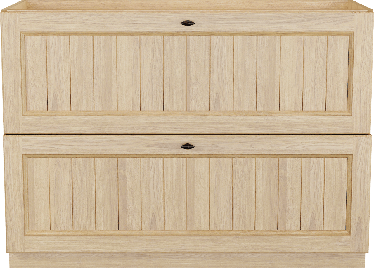 Balmani Lemon stehender Waschbeckenunterschrank: 120 x 55 cm, Naturbelassene Eiche Furnier, 2 Schubladen
