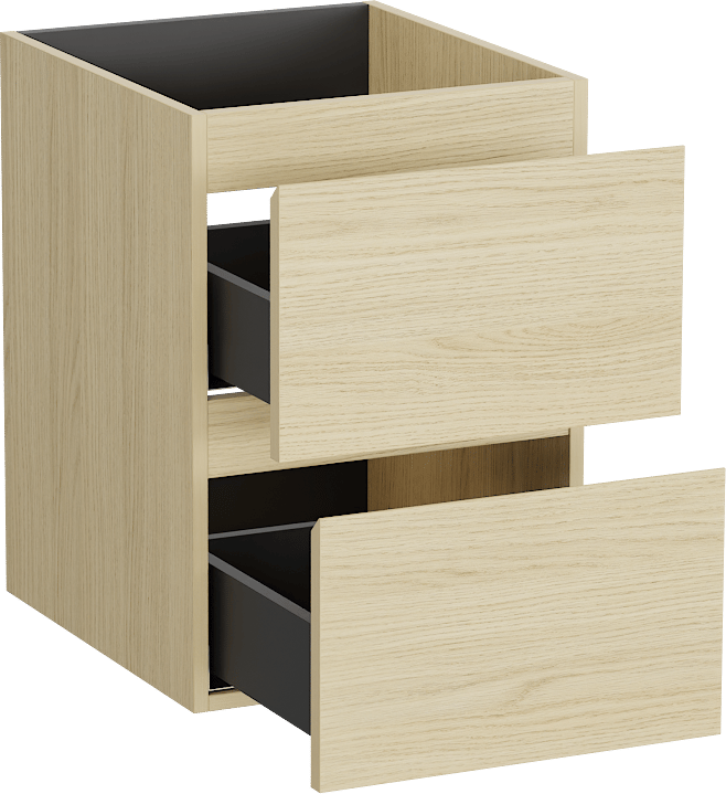 Linie Lado zwevende wastafelonderkast 40 x 46 cm Scandinavische eik 2 lades
