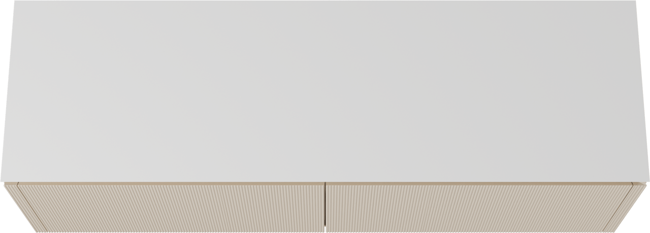 Balmani Eclips zwevend badkamermeubel 180 x 55 cm Sandbeige met Eclips enkel of dubbel tablet in Solid Surface mat wit, Verticale symmetrische rechte ribbel