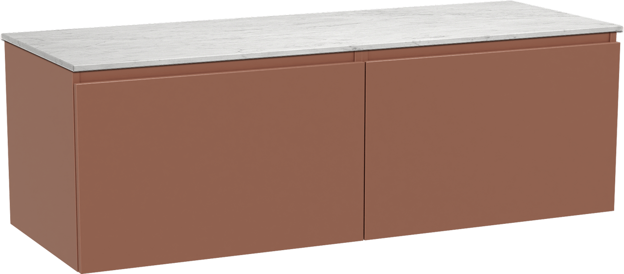 Balmani Sfera by Lucida hängendes Möbelstück Set: 150 x 55 cm, Cotto, mit Stretto Einzel- oder Doppel Waschtischplatte, Marmor Carrara