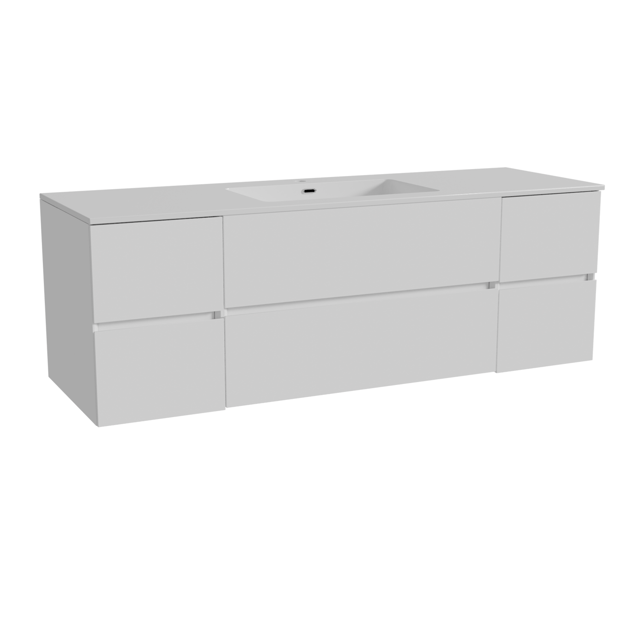 Storke Edge zwevend badkamermeubel 155 x 52 cm glanzend wit met Diva enkele wastafel in composietmarmer glanzend wit