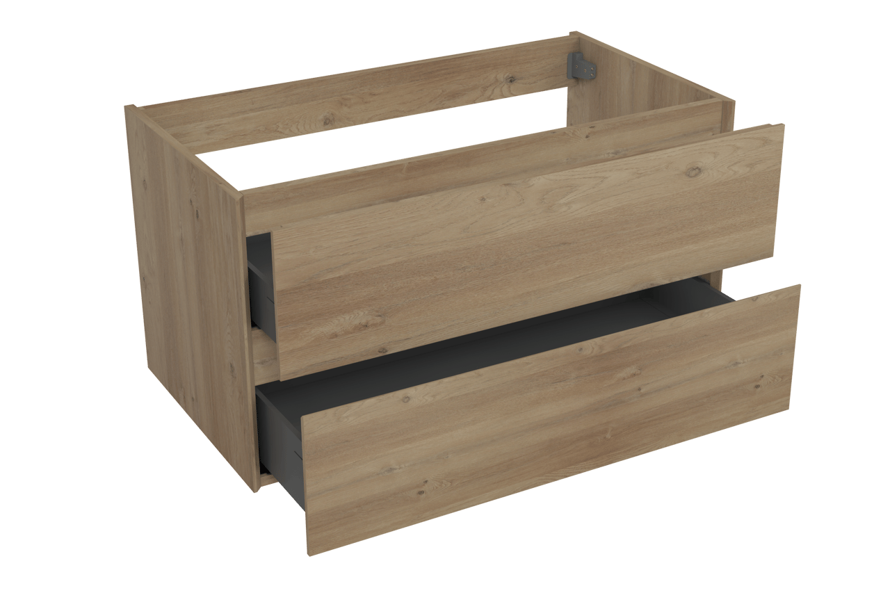Storke Edge meuble sous-lavabo suspendu 95 x 52 cm chêne brut 2 tiroirs