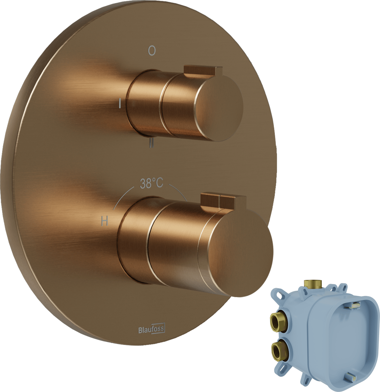 Blaufoss Smartbox Round thermostatische inbouw douchekraan 2 functies Brushed Rosegold incl. inbouwelement