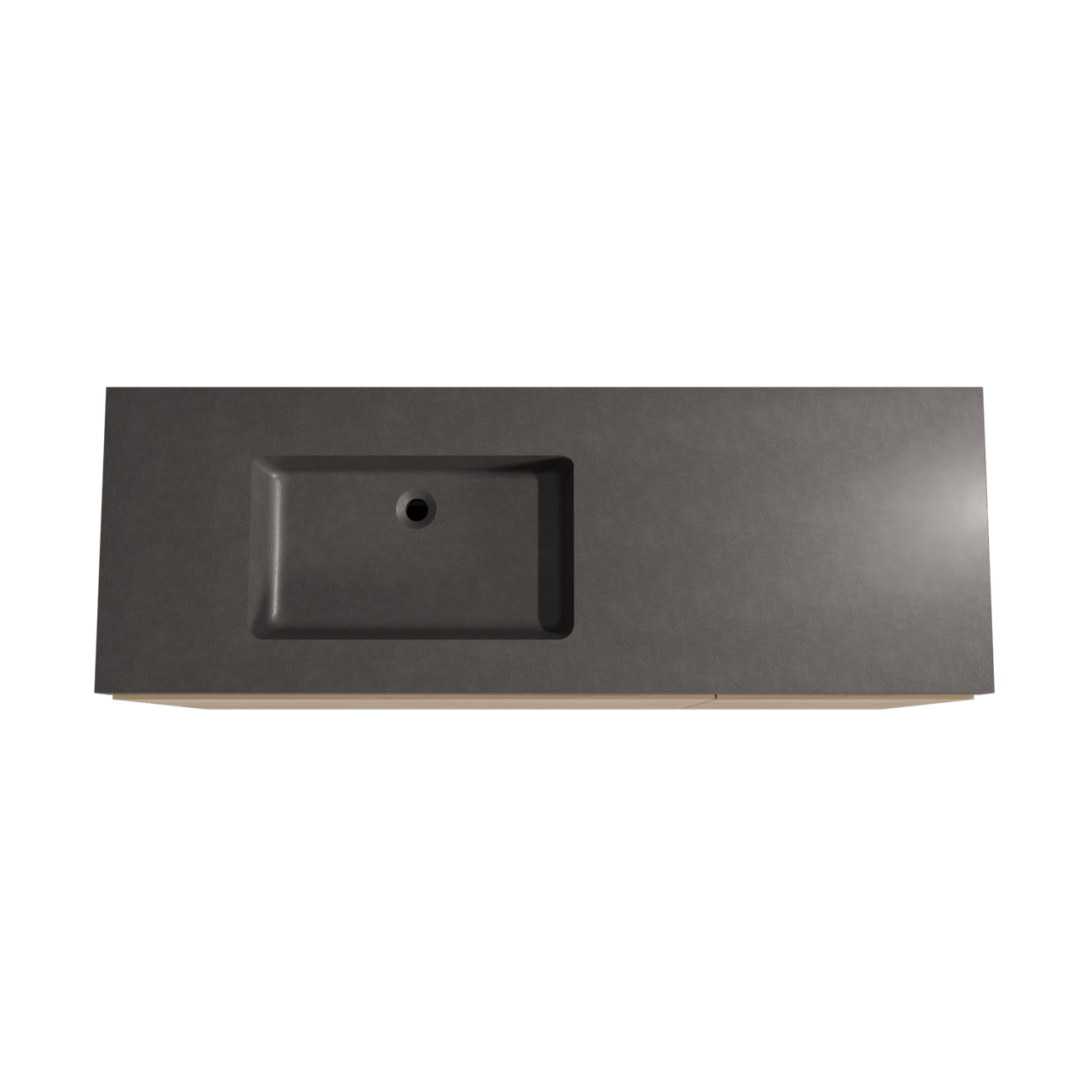 Storke Edge staand badkamermeubel 150 x 52 cm ruwe eik met Scuro High asymmetrisch linkse wastafel in kwarts mat zwart