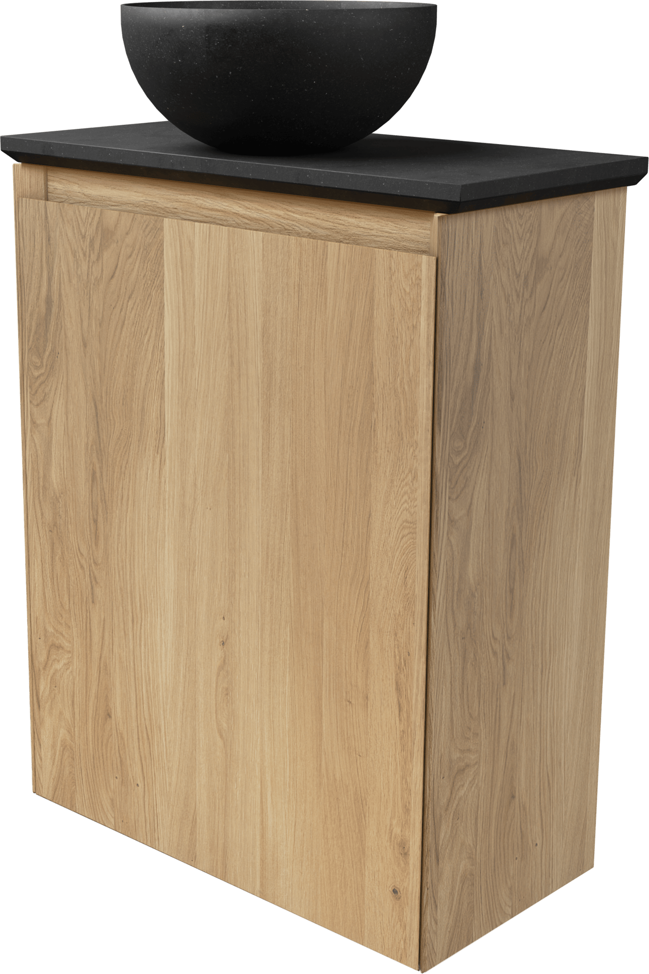Balmani Mitra zwevend toiletmeubel 42 x 21 cm natuur eik met Facetta tablet en Bari XS waskom in verzoete graniet