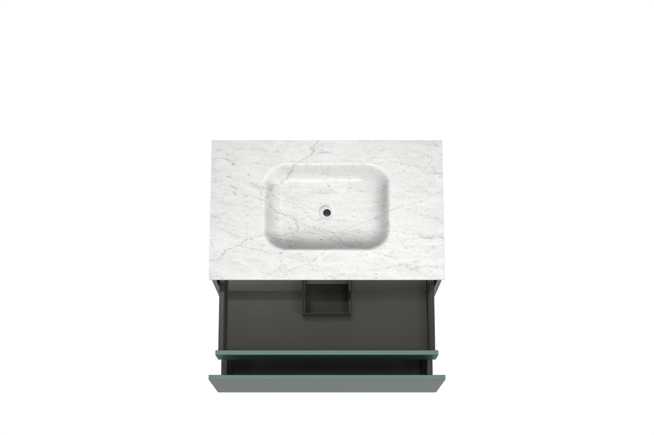 Balmani Sfera by Lucida meuble salle de bains suspendu 90 x 55 cm forest avec Tablo Arcato plan simple en marbre carrara