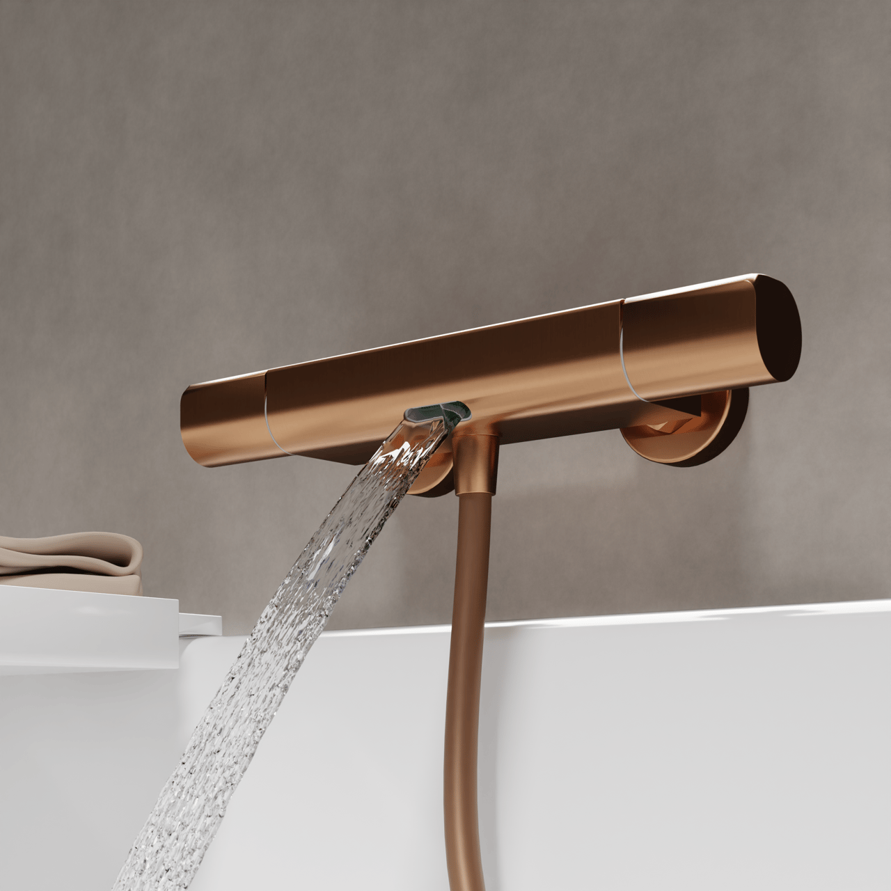 Blaufoss Eris Thermostat-Armatur Wandmontage Aufputz Badewannenarmatur brushed rosegold