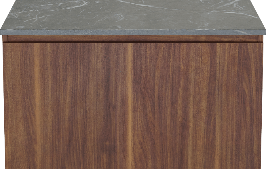Balmani Sfera by Lucida meuble salle de bains suspendu 90 x 55 cm noyer américain avec Stretto tablette simple en marbre pietra grey