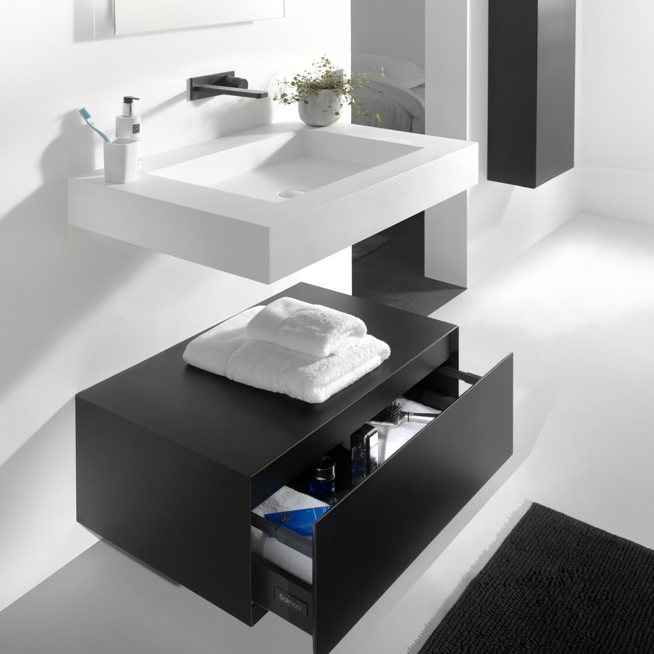 Balmani Modus Einzelwaschtisch, Solid Surface matt, 90 x 55 cm