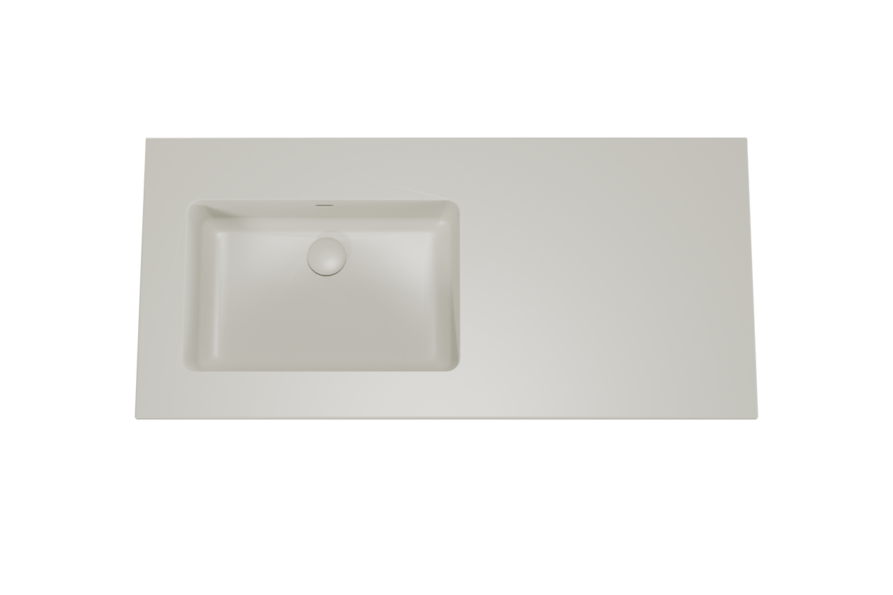 Storke Diva vasque asymétrique gauche top solid soie grise matte 110 x 52 cm
