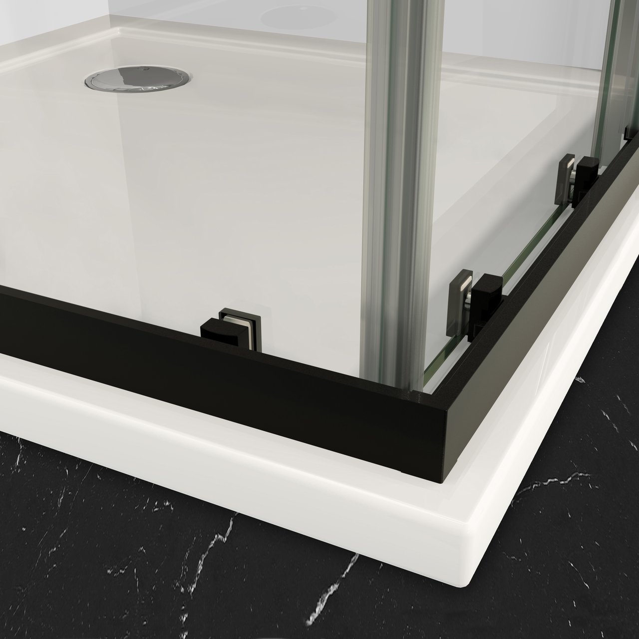 Luca Varess Vidor paroi de douche avec accès d'angle avec 2 portes coulissantes 80 x 80 cm verre Square profil noir mat