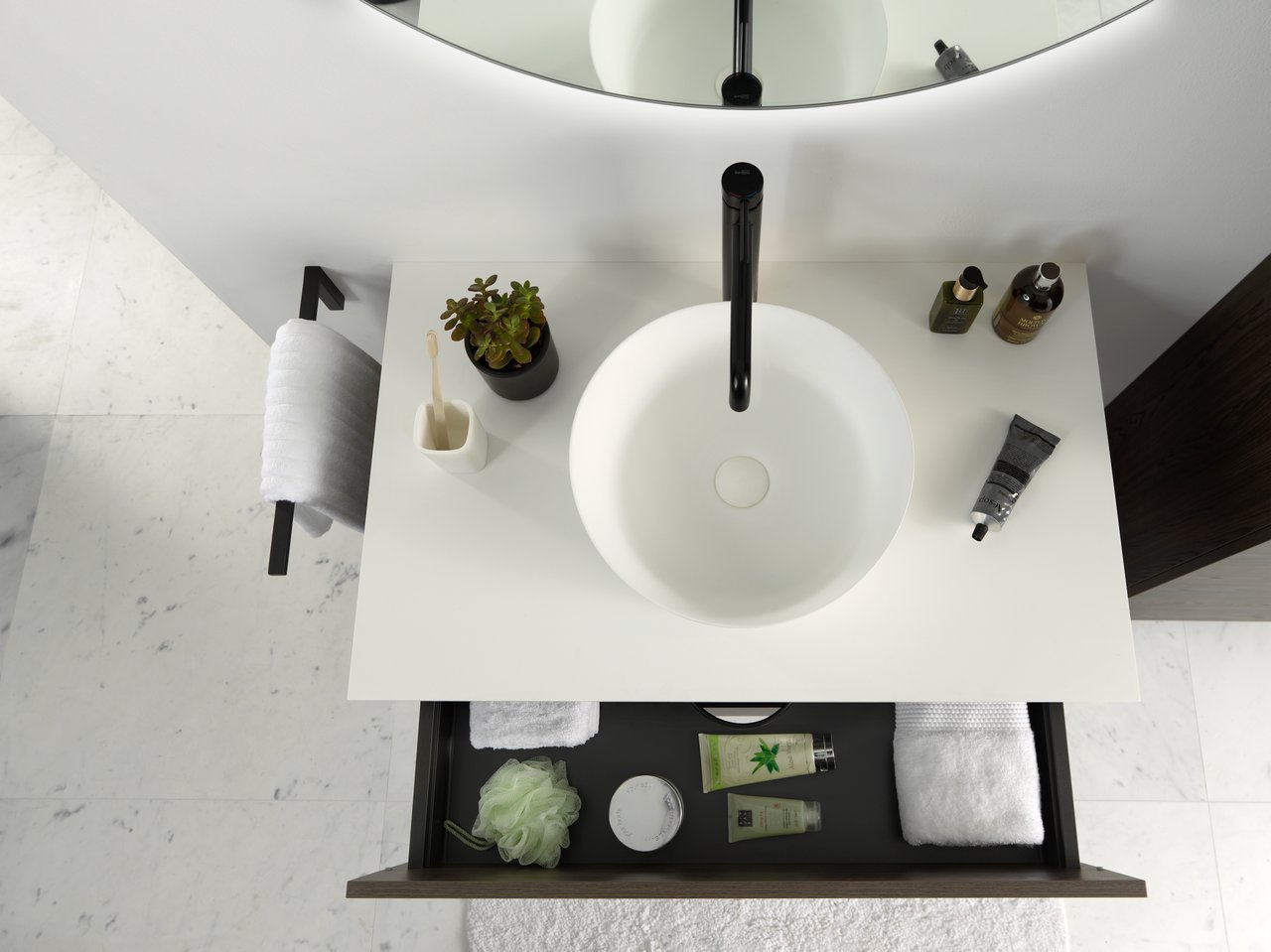 Balmani Still vasque à poser Solid Surface mat rond Ø 42,5 cm