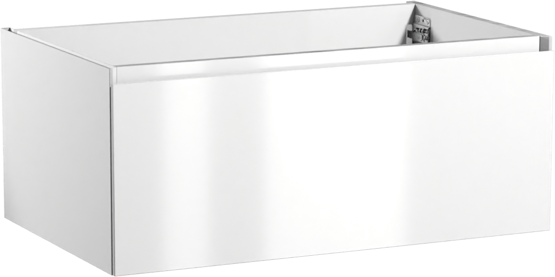 Storke Edge hängender Waschbeckenunterschrank: 85 x 52 cm, Weiß glänzend, 1 Schublade