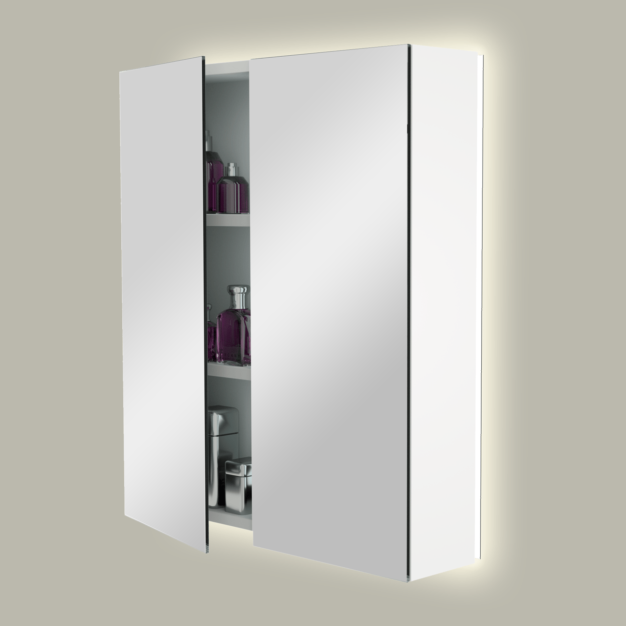 Storke Reflecta spiegelkast 65 x 75 cm mat wit met spiegelverlichting