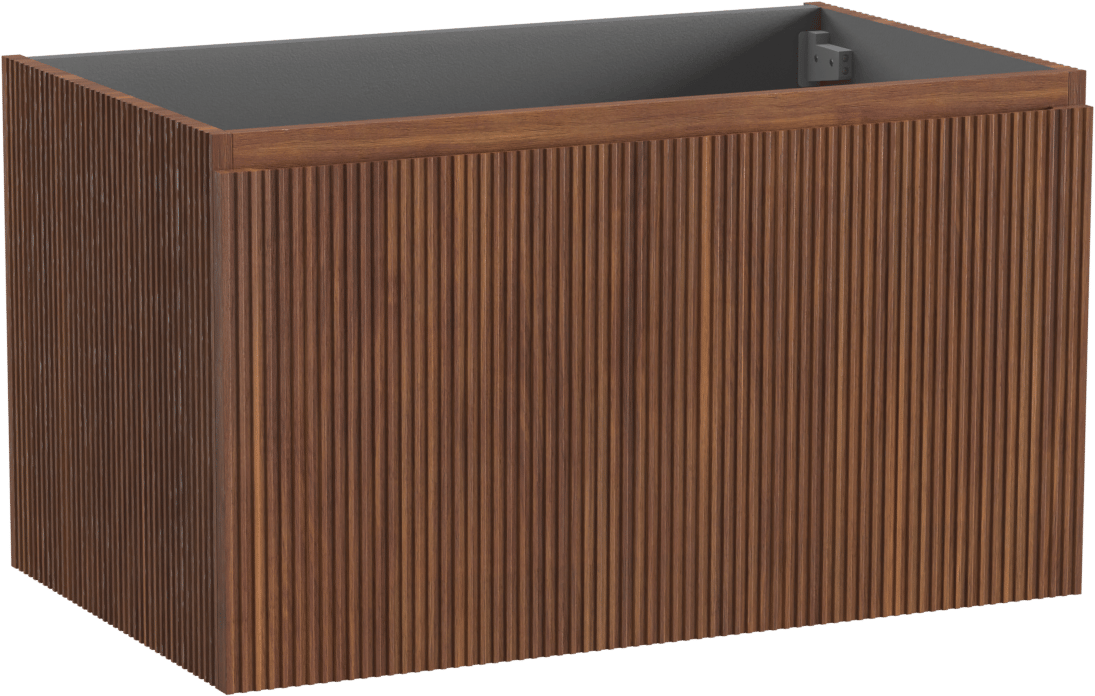 Storke Ribs zwevende wastafelonderkast 85 x 52 cm notelaar 2 lades