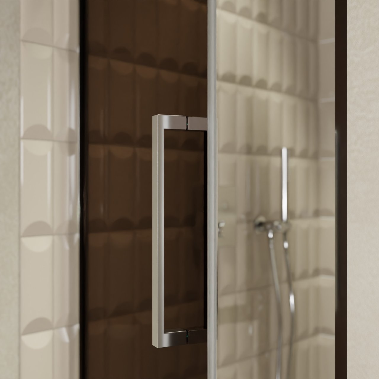 Balmani Senses Design douche draaideur links 90 cm x 210 cm Brons glas, Chroom profielen