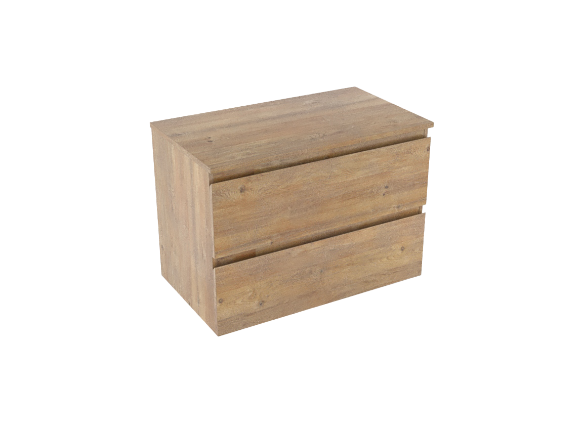 Linie Lado zwevend badmeubel 80 x 46 cm naturel eiken met Lado enkel wastafelblad in natuur eiken melamine
