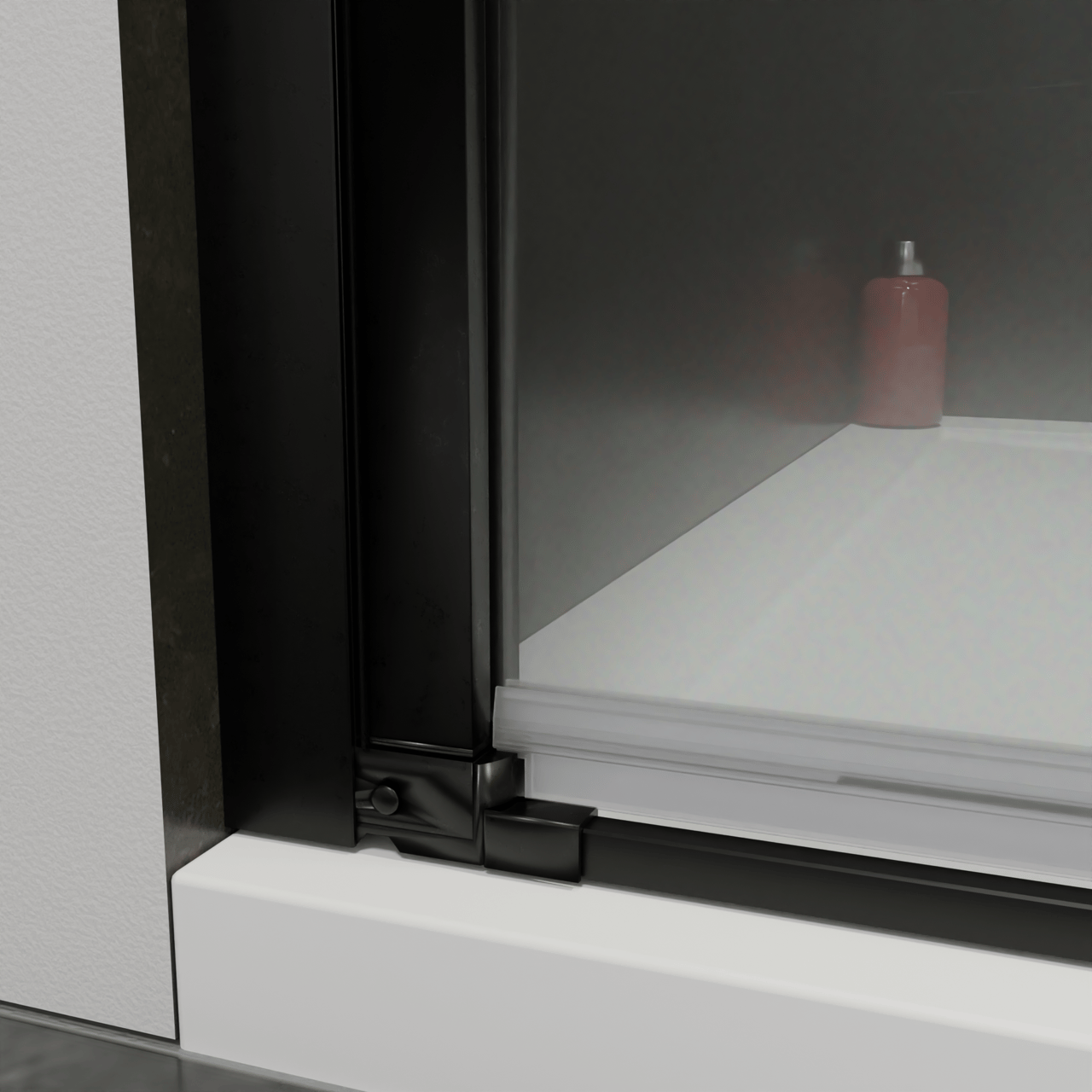 Luca Varess Kuresa porte pivotante 80 x 200 cm verre transparent avec bande matte profil noir mat