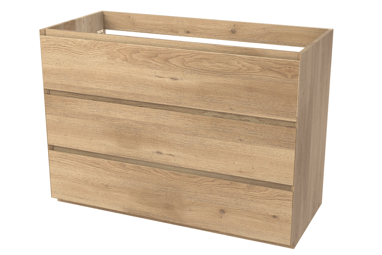 Balmani Mitra stehender Bad-Unterschrank, 120 x 55 cm, Eiche Natur, 3 Schubladen