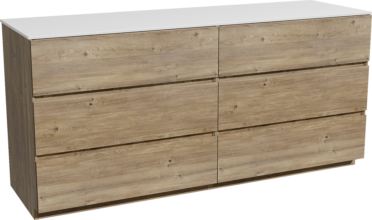 Storke Edge staand badmeubel 170 x 52 cm ruw eiken met Tavola enkel of dubbel wastafelblad in solid surface mat wit