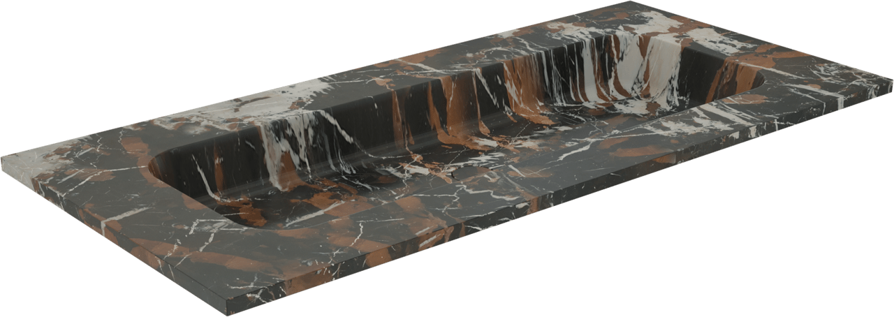 Balmani Tablo Arcato enkele wastafel voor 2 kraangaten Portoro Gold marmer 120 x 55 cm