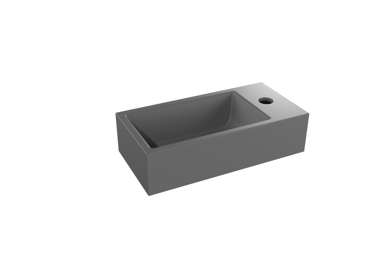 Luca Varess Cubic handenwasser 40,5 x 20 cm mat grijze porselein