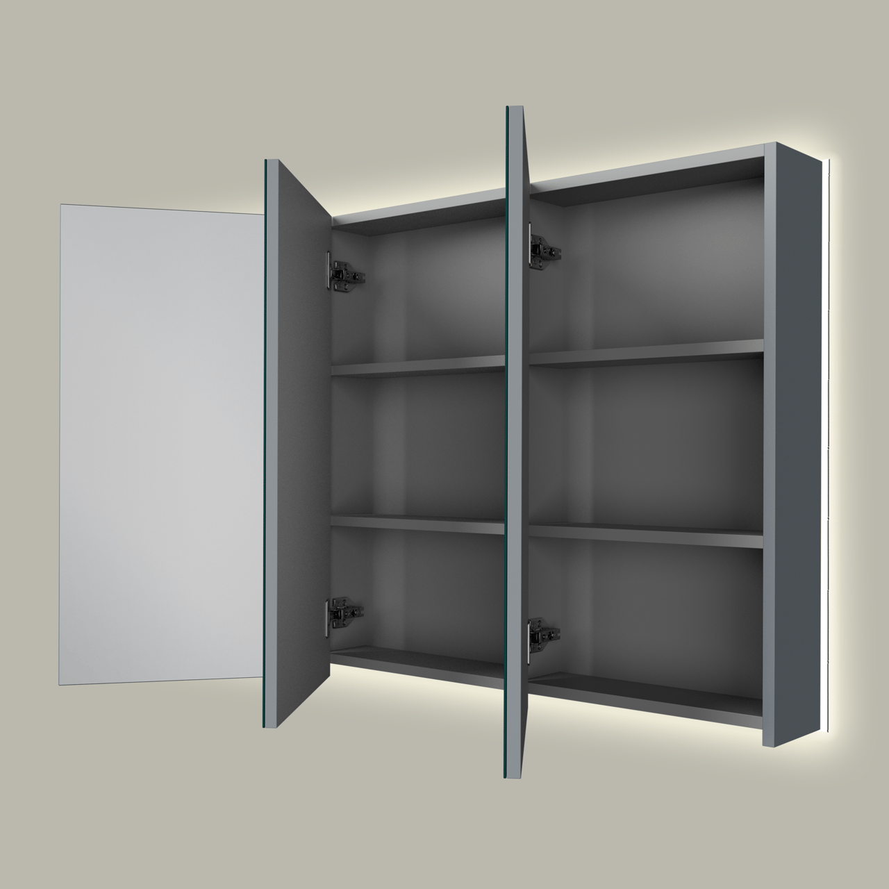 Linie Montro armoire de toilette lumineuse 120 x 75 cm bleu anthracite