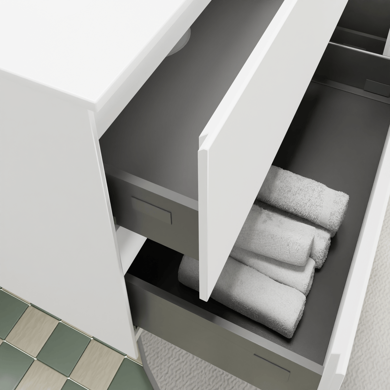 Storke Edge zwevend badkamermeubel 130 x 52 cm mat wit met Mata dubbele wastafel in solid surface mat wit