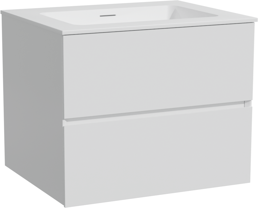 Storke Edge zwevend badkamermeubel 65 x 52 cm mat wit met Mata enkele wastafel in solid surface mat wit