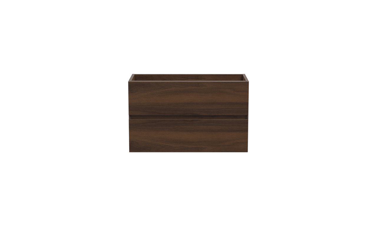 Storke Edge hängender Waschbeckenunterschrank: 80 x 40 cm, Nussbaum, 2 Schubladen
