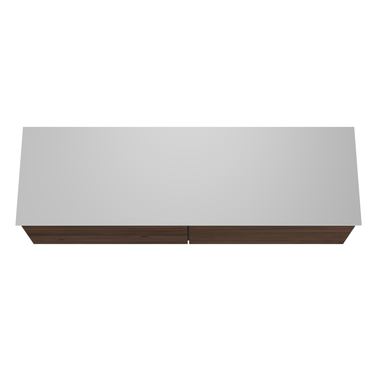 Balmani Forma zwevend badkamermeubel 180 x 55 cm amerikaanse notelaar met Stretto enkel of dubbel tablet in solid surface mat wit, Horizontale symmetrische rechte ribbel