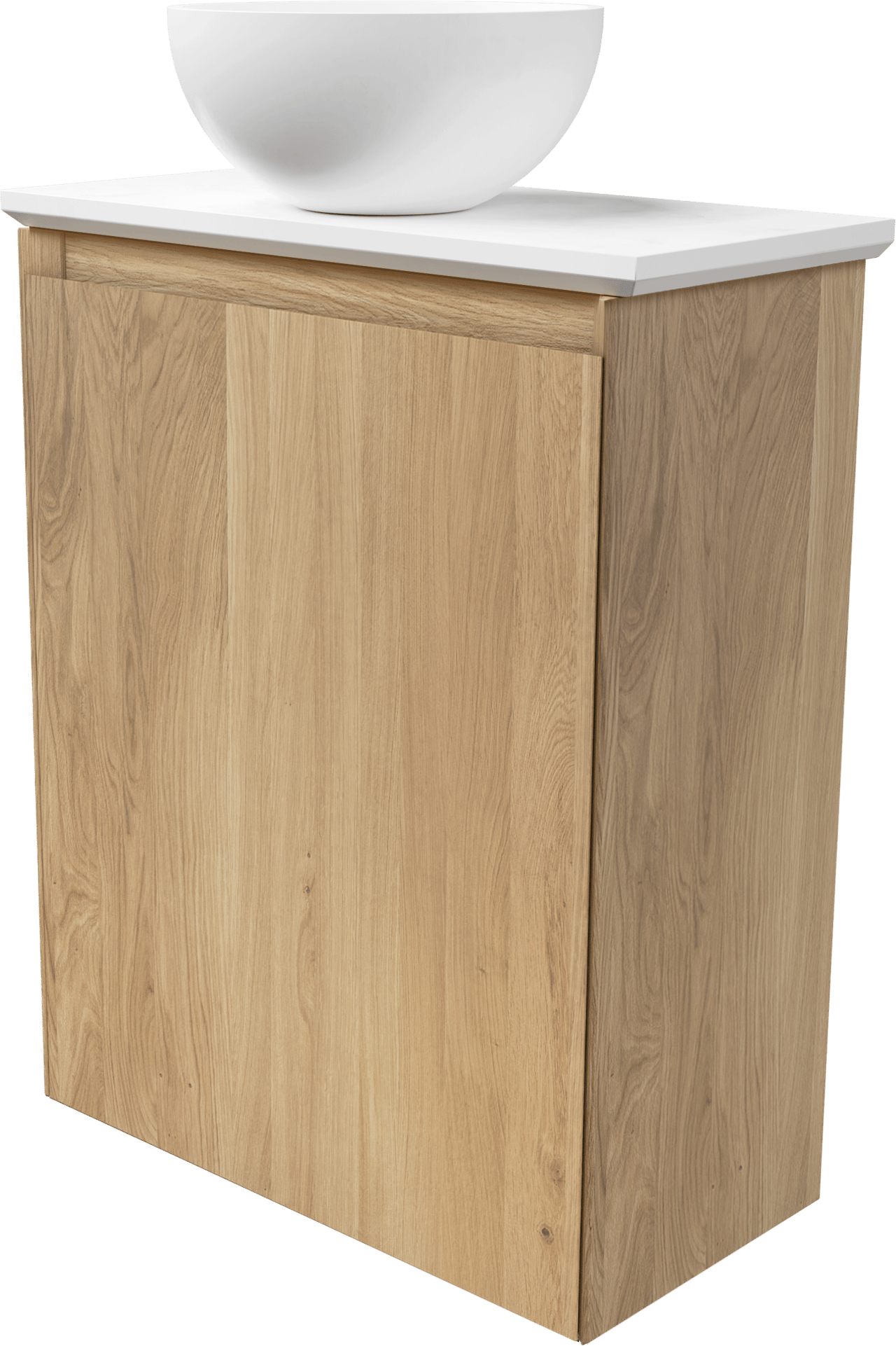 Balmani Mitra meuble wc suspendu 42 x 21 cm chêne naturel avec Facetta tablette et Jazz vaque à poser en mat Solid Surface