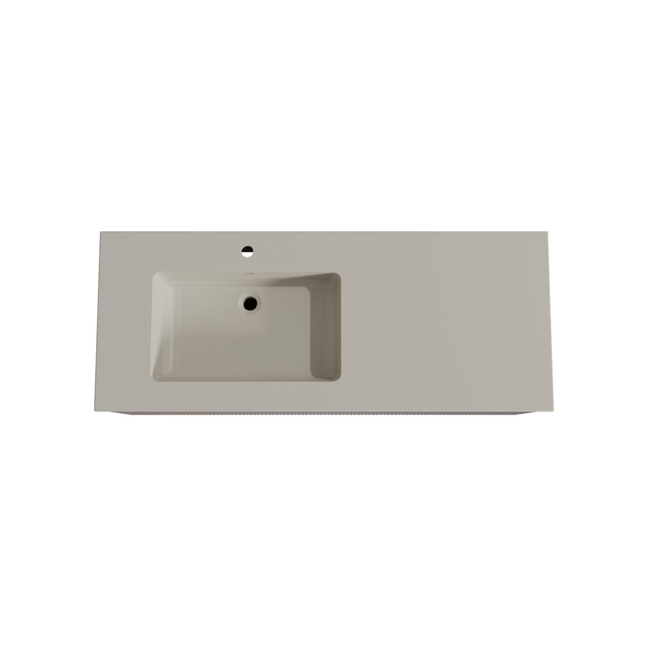 Storke Ribs zwevend badmeubel 130 x 52 cm notenhout met Diva asymmetrisch linkse wastafel in top solid zijdegrijs, Verticale symmetrische rechte ribbel