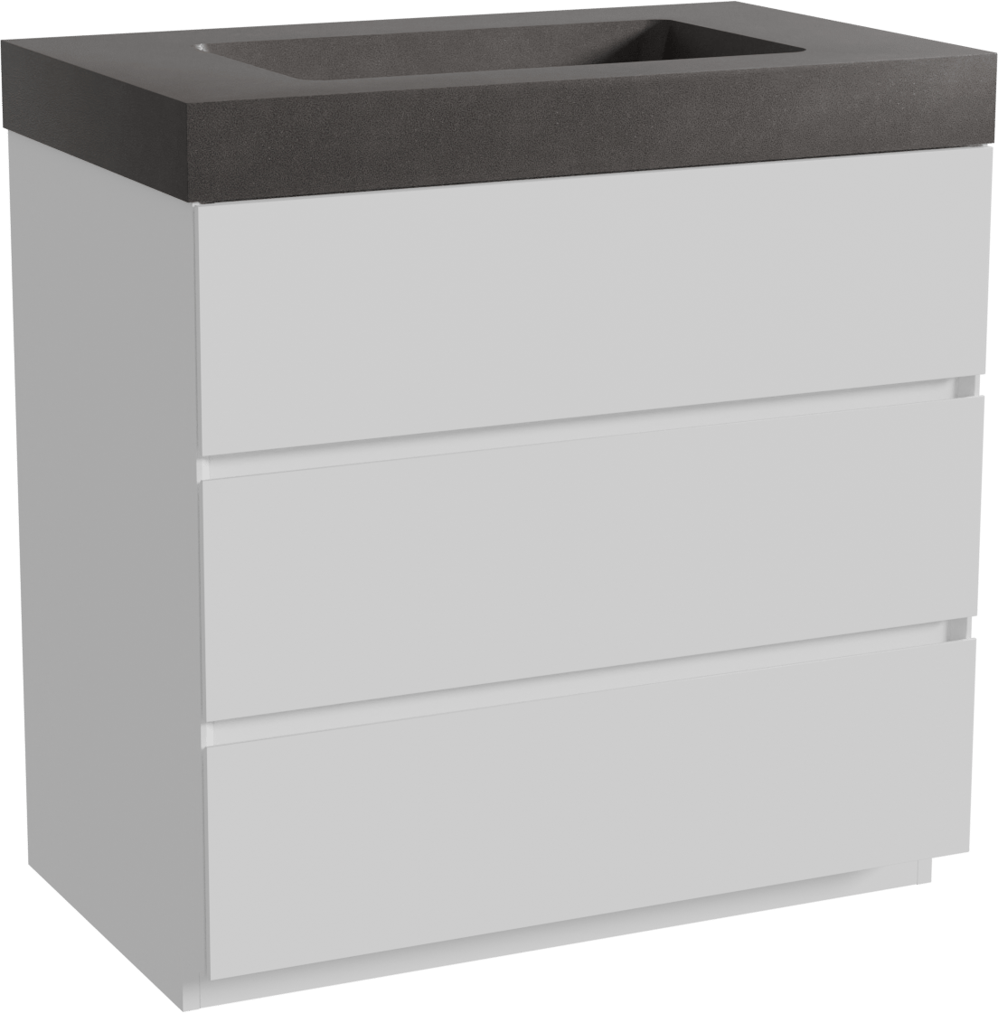 Storke Edge staand badkamermeubel 85 x 52 cm mat wit met Scuro High enkele wastafel in kwarts mat zwart